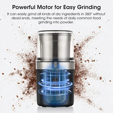 Electric Coffee Bean Grinder with Washable Design for Garlic, Herbs, Grains, and Spices - Automatic Detachable for Effortless Cleaning