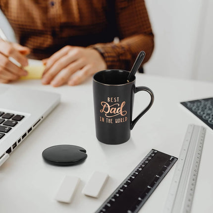 Gifts for Dad -  Best Dad in the World Coffee Mug, Fathers Day Gifts, Dad Mug, Dad Christmas Gifts, Dad Birthday Gifts, 14 Fl Oz Black Coffee Mugs Ceramic Coffee Mug Tea Cup