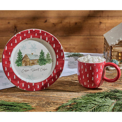 Cozy Up with Cabin Sweet Cabin 16 Oz. Red Stone Mugs - Set of 4