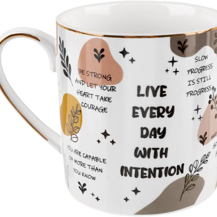 Marble Ceramic Coffee Mug, Tea Cup for Office and Home, 14 OZ, Coffee Tea Cup for Women Men, Black+Gold Marble