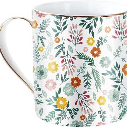 Marble Ceramic Coffee Mug, Tea Cup for Office and Home, 14 OZ, Coffee Tea Cup for Women Men, Black+Gold Marble