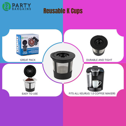 4 Reusable for K-Cups Filter - for Keurig 1.0 Brewers, Eco-Friendly Universal Fit Refillable Single Cup Coffee Filters, Stainless Steel Mesh Filter, Black