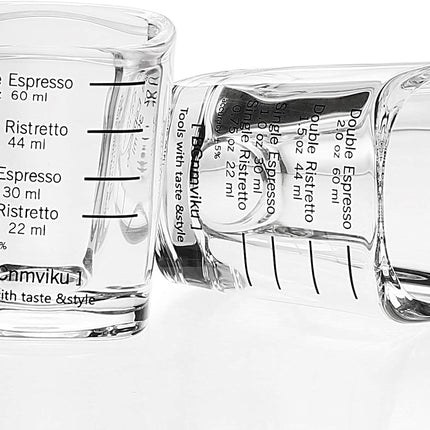 Espresso Shot Glasses Measuring Cup Liquid Heavy Glass for Baristas 2Oz for Single Shot of Ristrettos (2 Pack)