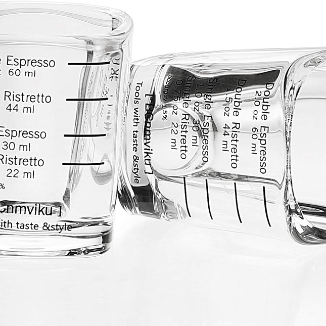 Espresso Shot Glasses Measuring Cup Liquid Heavy Glass for Baristas 2Oz for Single Shot of Ristrettos (2 Pack)