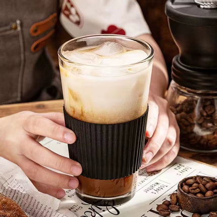 450Ml with Straw Glass Coffee Cup Thick Glass Mug Milk Juice Cup Transparent Bubble Tea Cup Juice Mocha Cups Breakfast Mug